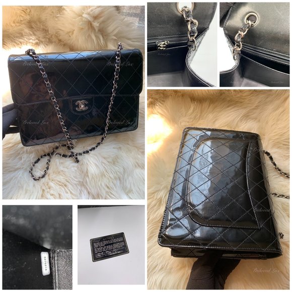 Authentic CHANEL Patent Black Jumbo Flap Crossbody - Picture 15 of 17
